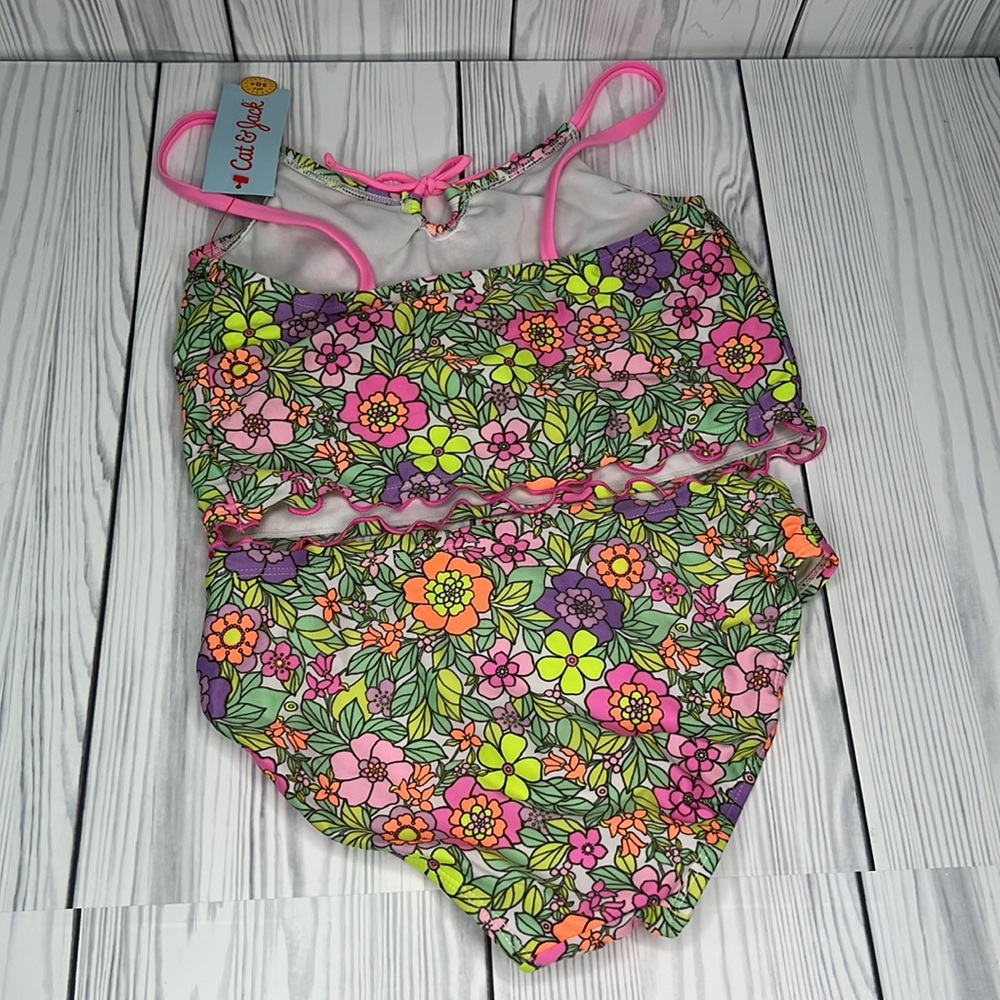 Girls' Flower Love Tankini Set - Cat & Jack - Picture 5 of 7